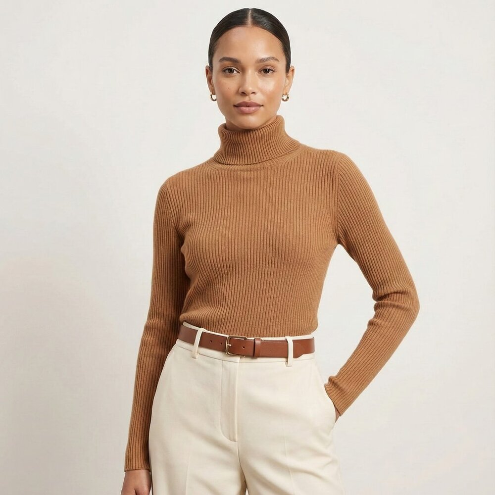 Banana Republic Factory Ribbed Turtleneck Sweater – Brown – SZ L